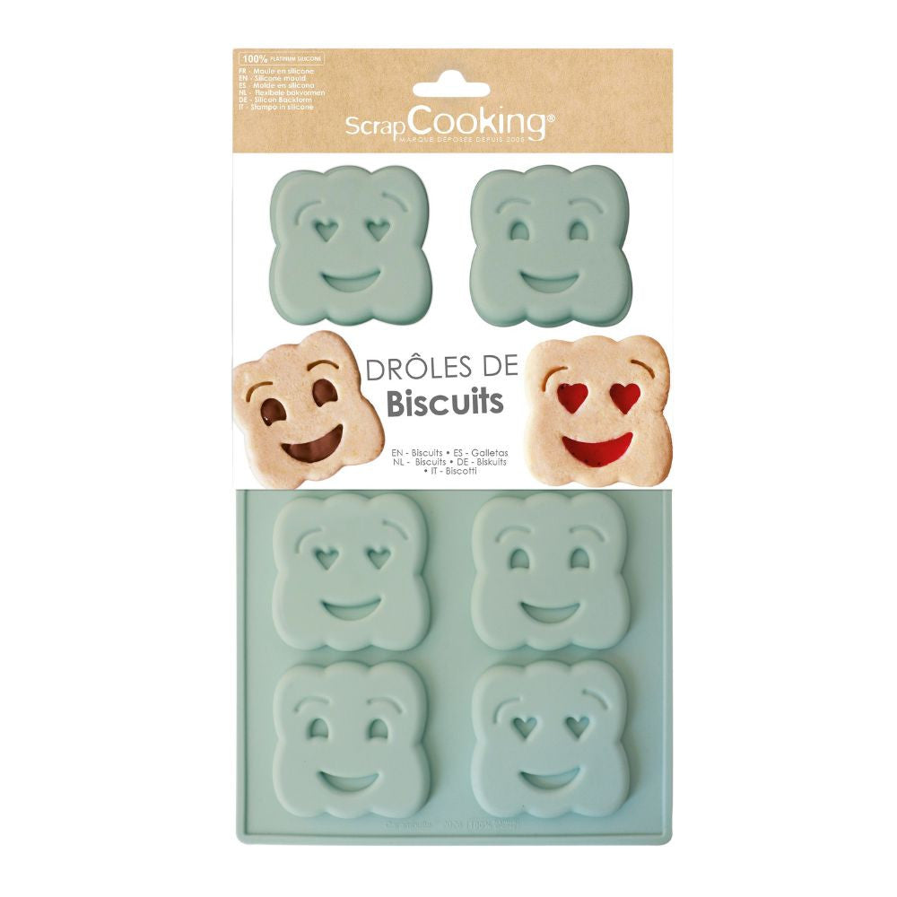 Moule en silicone pour "drôles de biscuits" - 8 empreintes