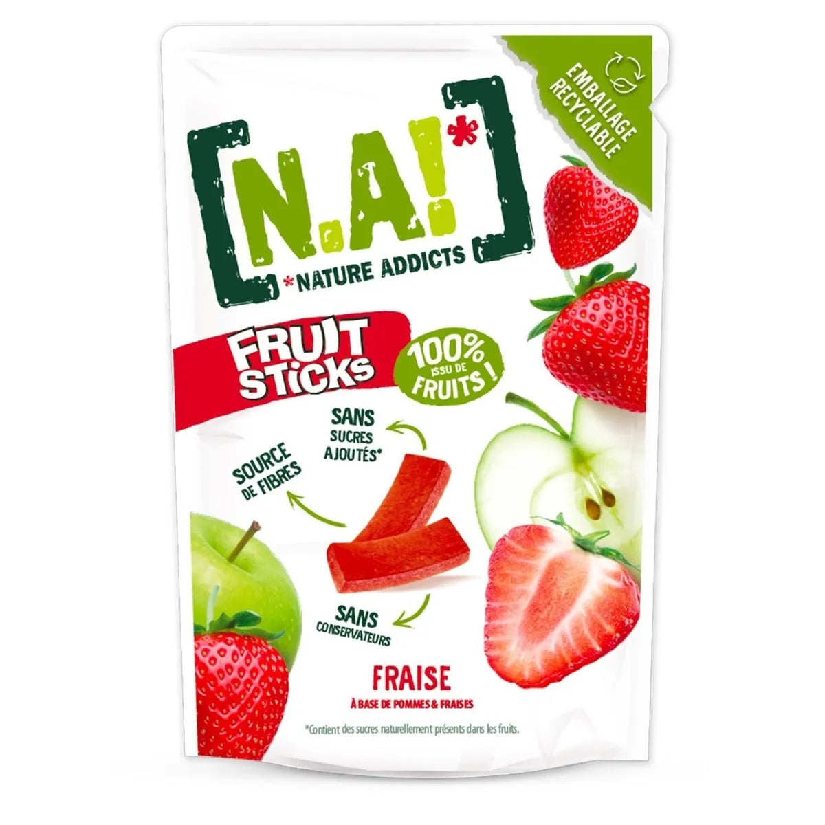 N.A! Nature Addicts - Sachet de Fruit Sticks Fraise 40g
