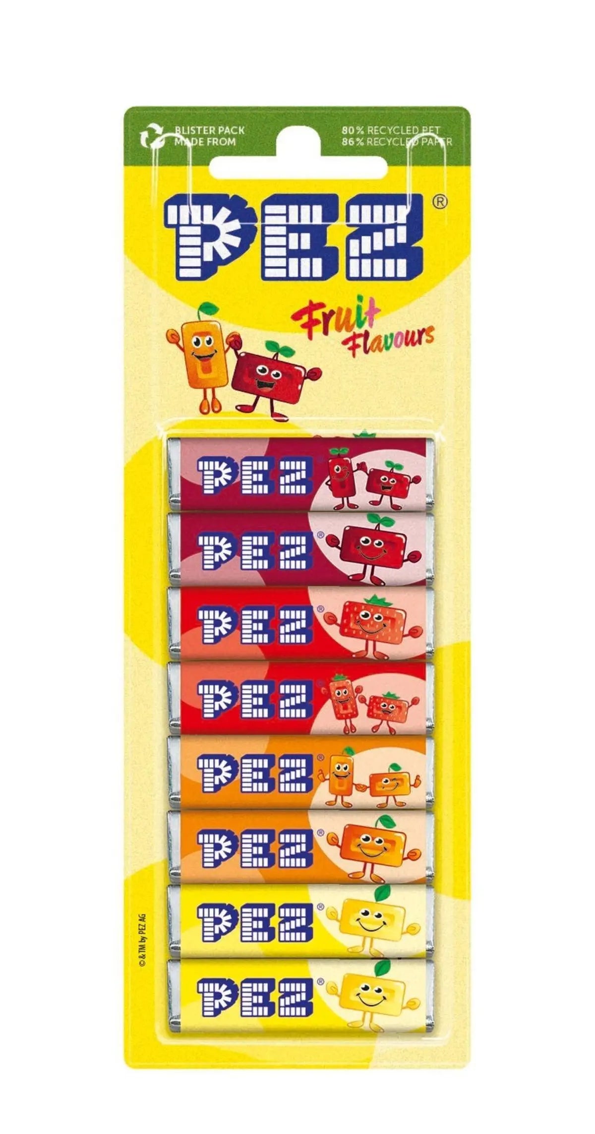 PEZ Fruits Recharges de bonbons - Framboise, orange, citron, fraise, cerise
