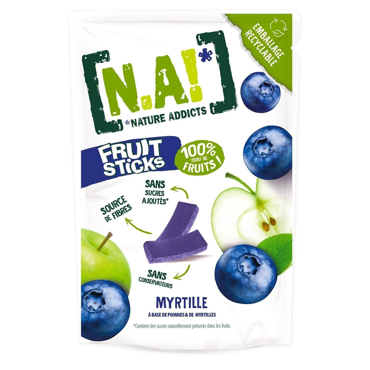 N.A! Nature Addicts - Sachet de Fruit Sticks Myrtilles 40g